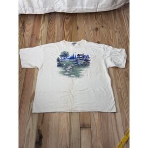 Day Breeze Women's Short Sleeve Cottage Scene Graphics T-shirt Sz 2X made In USA